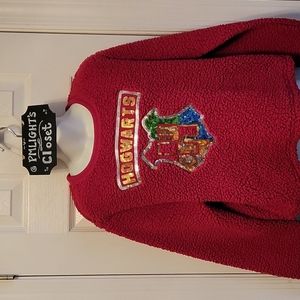 Harry Potter Hogwarts Sherpa Sweater Burgundy Junior Large 11/13 Sequins